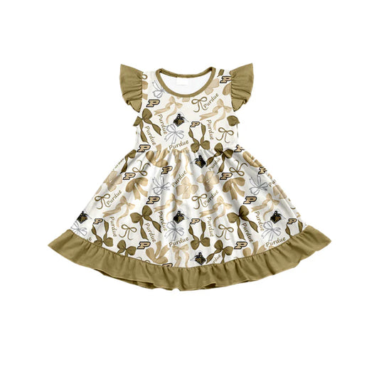 Preorder (moq 5) flutter sleeves P bows girls team dress 8.26