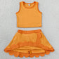 Baby Girls Clothes Orange Vest Scallop Skirt Short Yoga Active Clothes Set GSD4081
