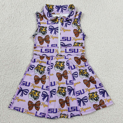 Baby Girls Dress LSU Tiger Footballs Team Yoga Active Shorts Knee Length Dresses GSD3604