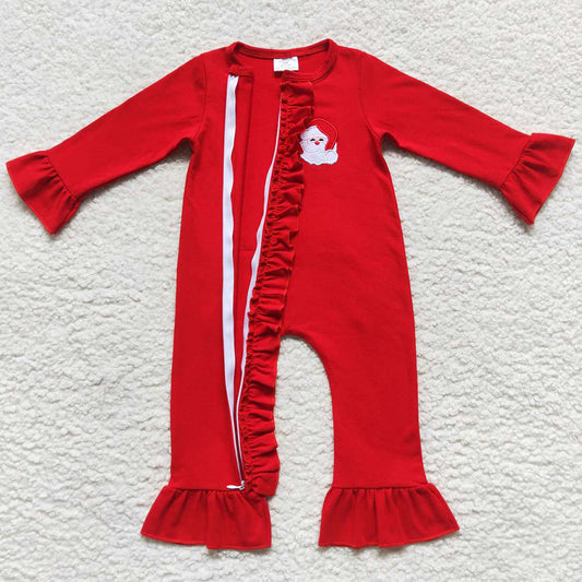 Christmas Baby Girls Romper Santa Claus Embroidery Boutique Jumpsuit LR0599