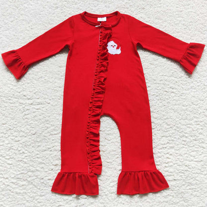 Christmas Baby Girls Romper Santa Claus Embroidery Boutique Jumpsuit LR0599