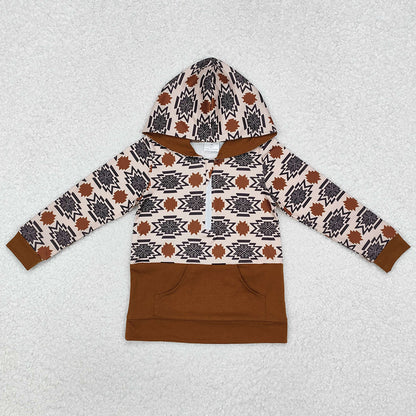 Baby Boys Clothes Brown Aztec Fall Hooded Pullovers Tops BT0908