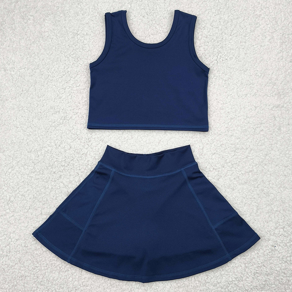 Baby Girls Clothes Navy Vest Top Yoga Active Sports Skorts Clothes Sets GSD1987 4.10
