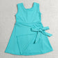 Baby Girls Dress Blue Aqua Sleeveless Bows Yoga Active Short Knee Length Dress GSD3876
