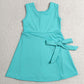 Baby Girls Dress Blue Aqua Sleeveless Bows Yoga Active Short Knee Length Dress GSD3876