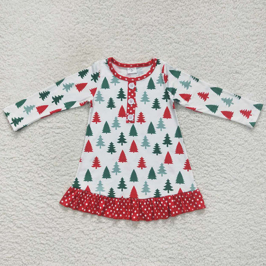 Christmas Tree Print Baby Girls Dresses GLD0404