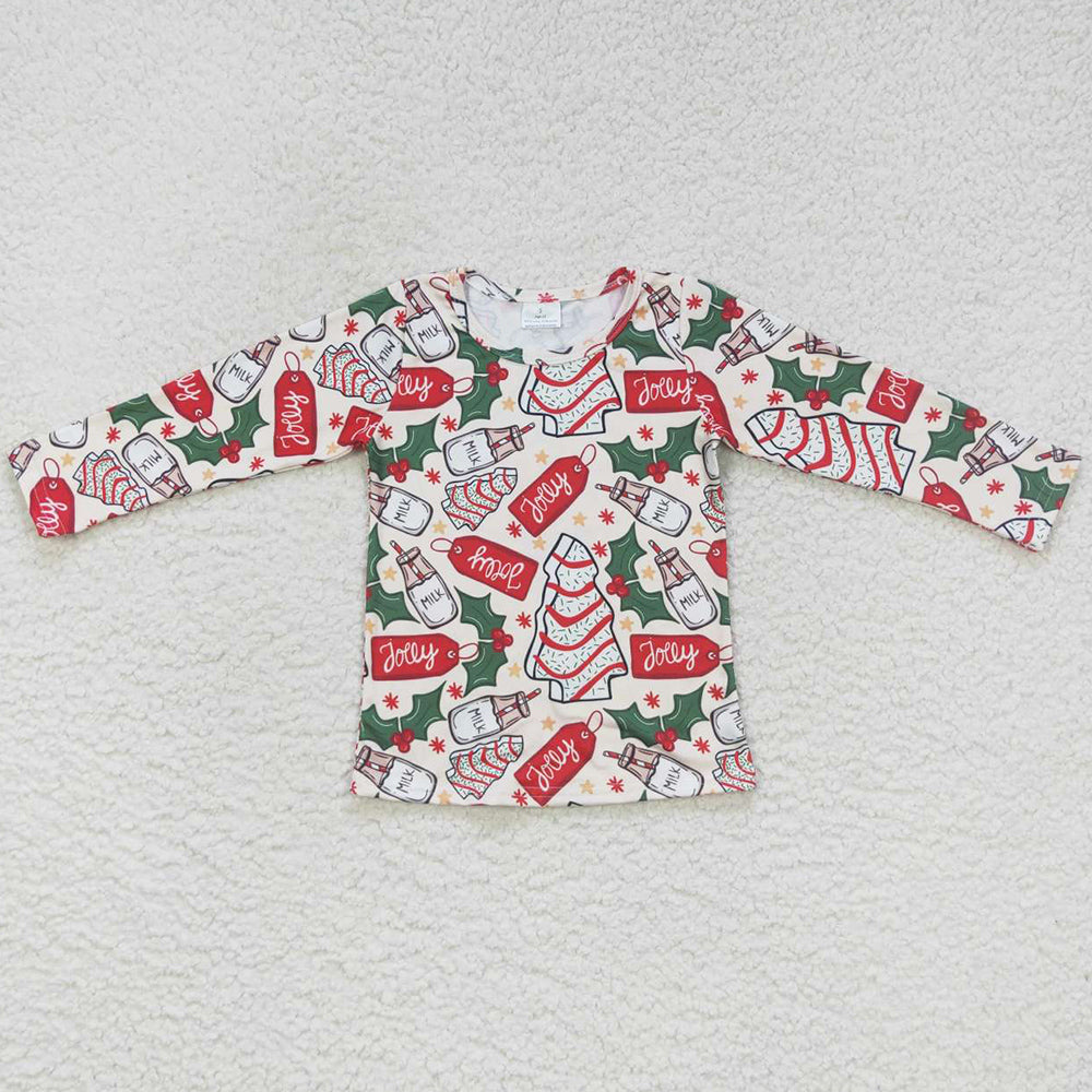 Baby Girls Clothes Top Christmas Cake Long Sleeve Shirts Tops GT0325