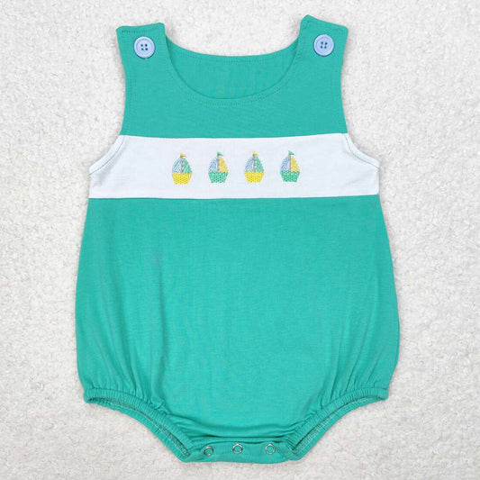 Baby Boys Rompers Summer Green Boats Sleeveless Rompers SR1581