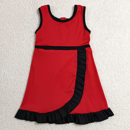 Baby Girls Dress Red Black Sleeveless Yoga Active Short Knee Length Dress GSD4146