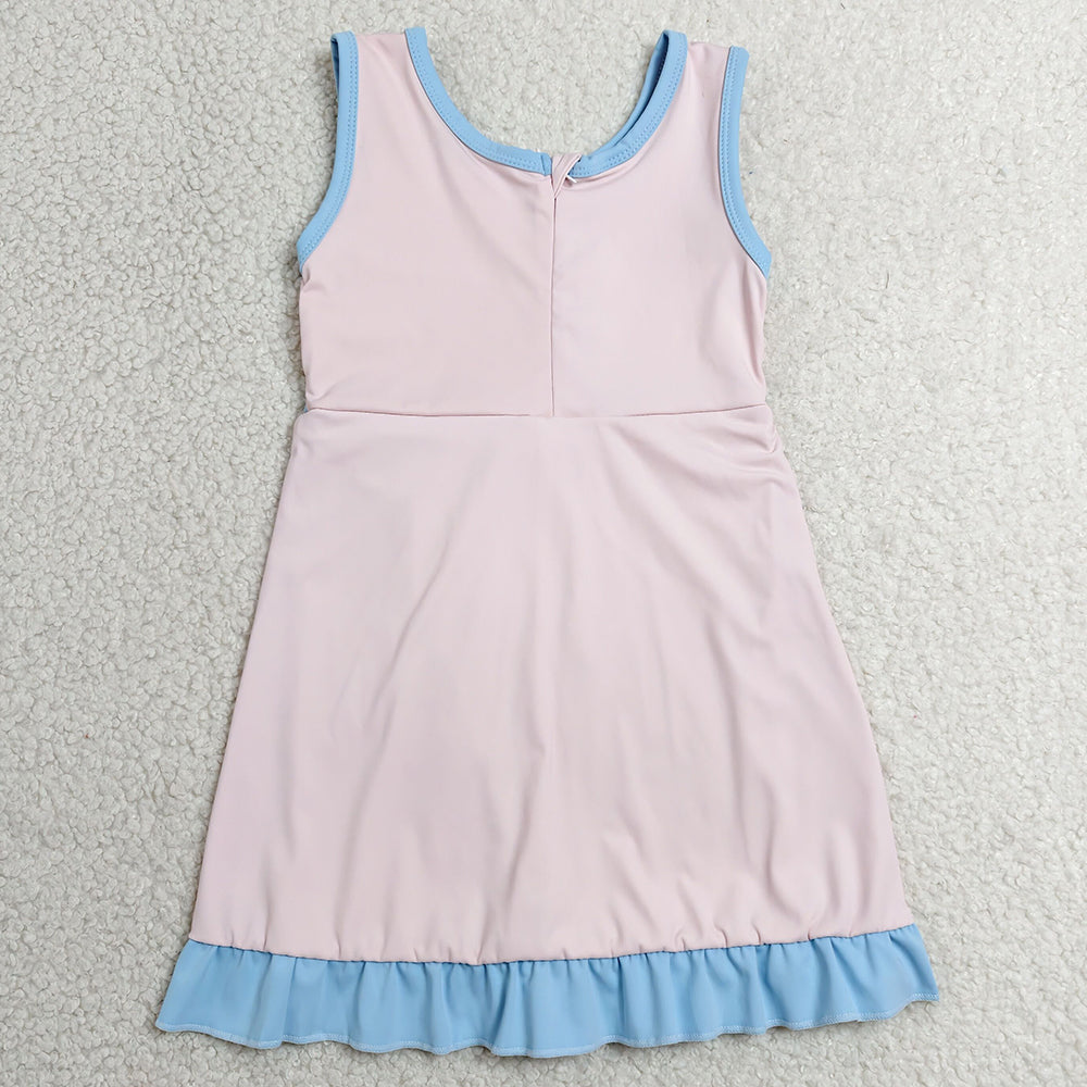 Baby Girls Dress Light Pink Blue Sleeveless Yoga Active Short Knee Length Dress GSD4129