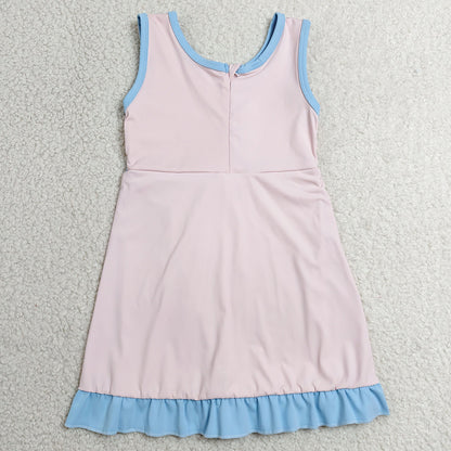 Baby Girls Dress Light Pink Blue Sleeveless Yoga Active Short Knee Length Dress GSD4129