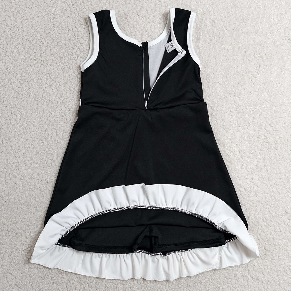 Baby Girls Dress Black White Sleeveless Yoga Active Short Knee Length Dress GSD4140