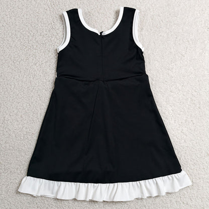 Baby Girls Dress Black White Sleeveless Yoga Active Short Knee Length Dress GSD4140