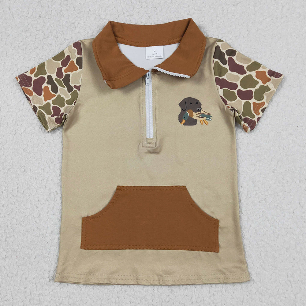 Baby Boys Clothes Southern Khaki Camo Duck Dogs Zip Pockets Hunting Pullovers Top BT1532 12.27