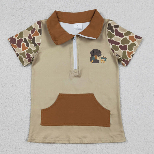 Baby Boys Clothes Southern Khaki Camo Duck Dogs Zip Pockets Hunting Pullovers Top BT1532 12.27