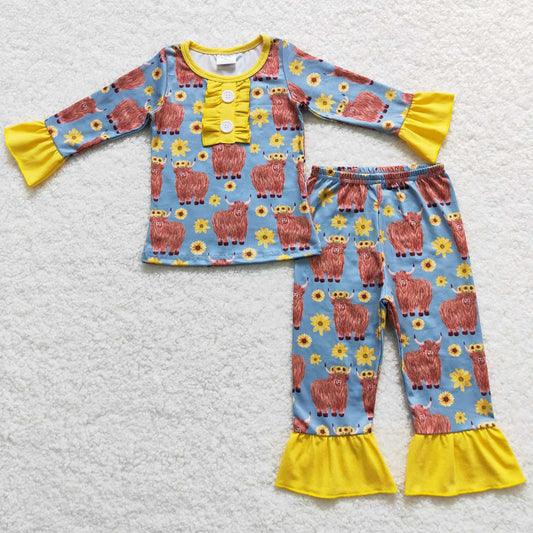 Boutique Girls Pajamas Cow Print Cute Kids Sleepwear Sets GLP0670