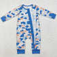 Baby Infant Boys Rompers Blue Camo Fall Zip Long Sleeve Rompers LR1574
