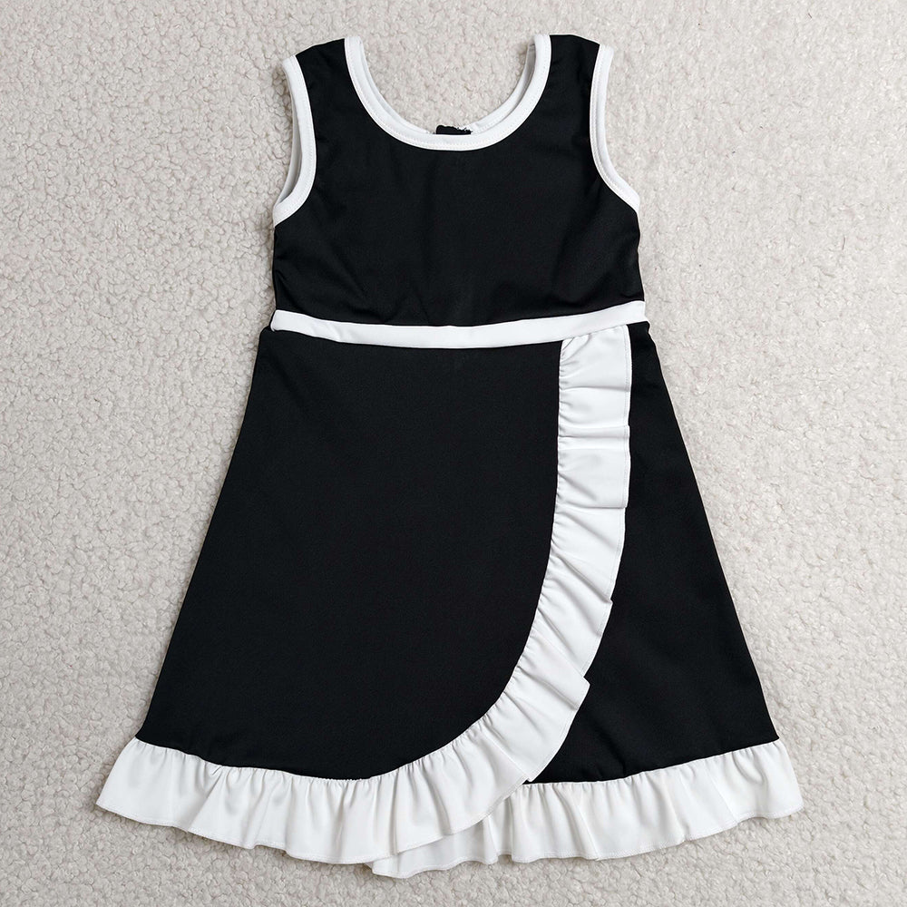 Baby Girls Dress Black White Sleeveless Yoga Active Short Knee Length Dress GSD4140