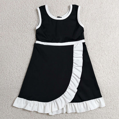Baby Girls Dress Black White Sleeveless Yoga Active Short Knee Length Dress GSD4140