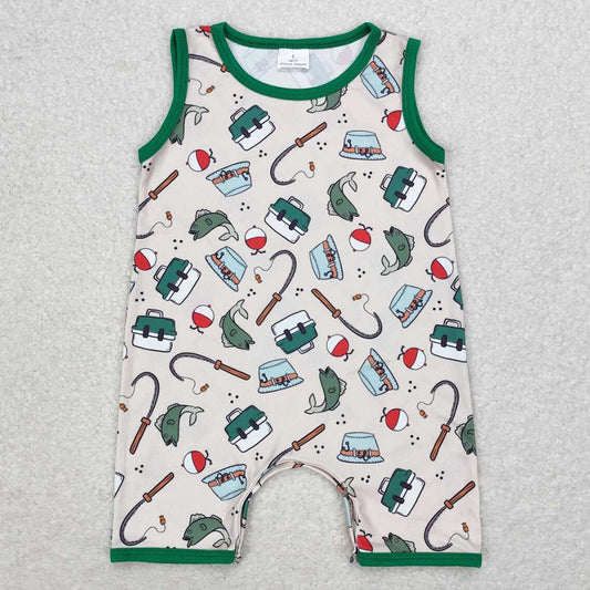 Baby Boys Rompers Fishing Green Sleeveless Rompers SR0914