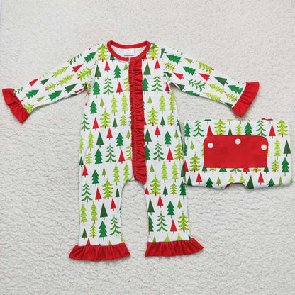 Christmas Tree Print Infant Baby Boys Romper Long Sleeve Jumpsuit LR0627