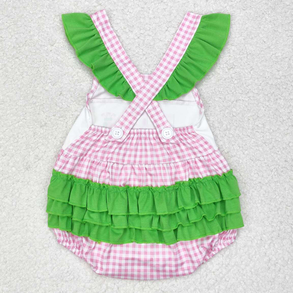 Baby Infant Girls Rompers Golf Pink Checkered Ruffle Rompers SR1226