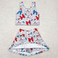 Baby Girls Clothes 4th Of July Bows Baseball Yoga Vest Skort Active Wear Sets GSD2151 4.10