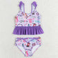 Baby Girls Swimsuits Purple Sleeveless Ruffle Top Bummies 2pcs Swimsuits S0389