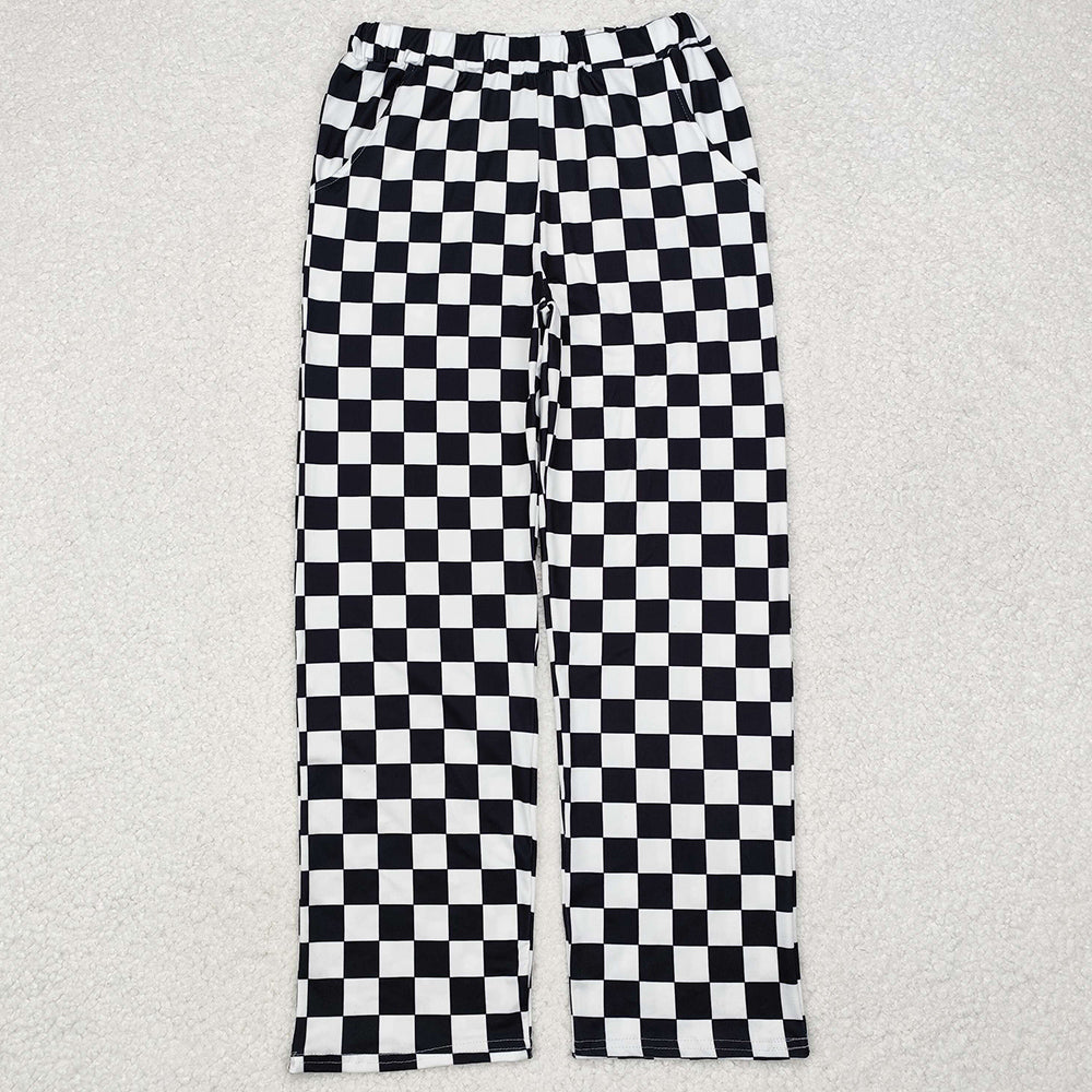 Adult Women Pants Black Checkered Bottom Pants Pajamas P0647