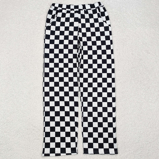 Adult Women Pants Black Checkered Bottom Pants Pajamas P0647