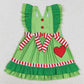 Baby Girls Dress Christmas Green Hearts Bows Ruffle Knee Length Dresses GSD1356