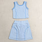 Baby Girls Clothes Blue Sleeveless Vest Top Skirt Short Yoga Active Clothes Set GSD2674