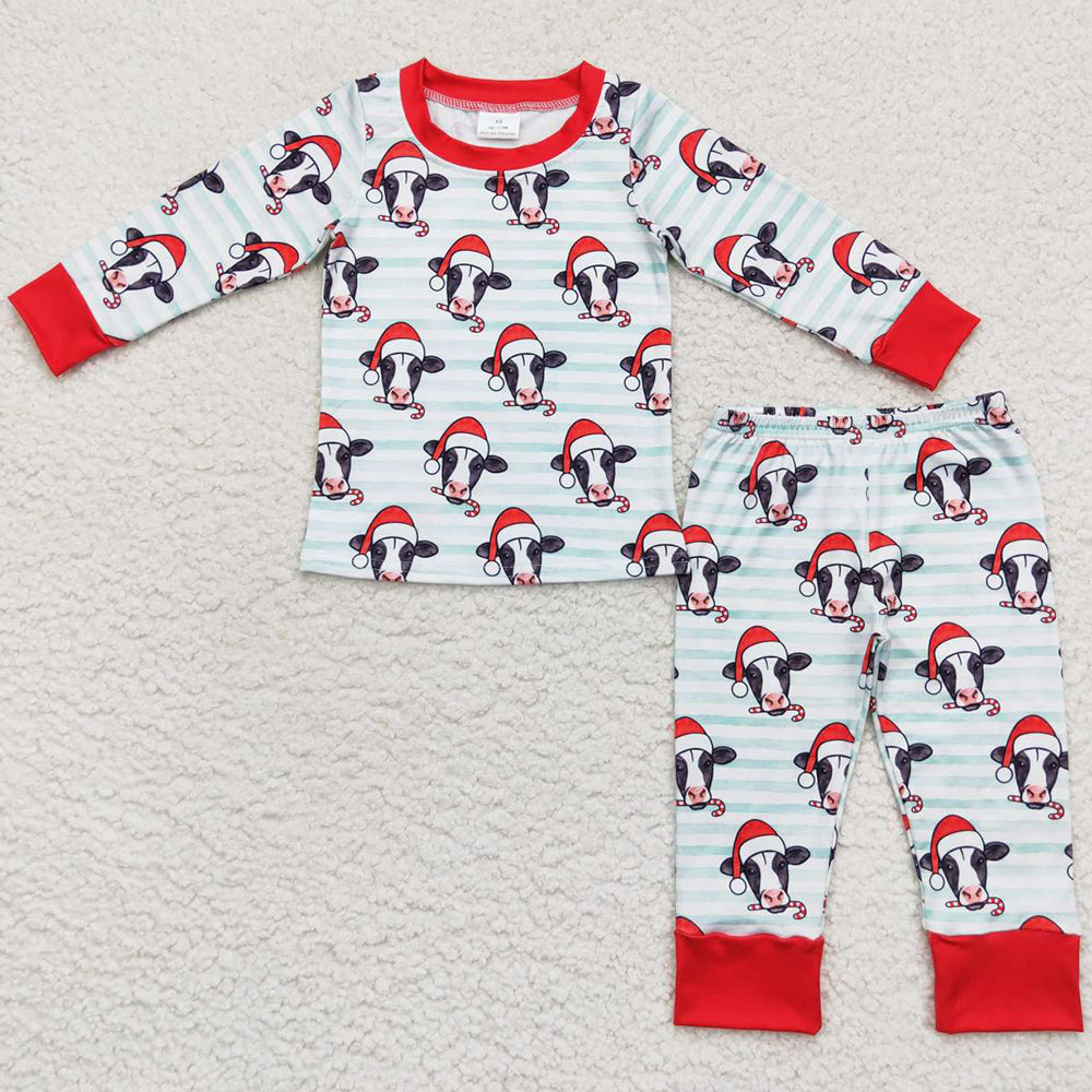 Boutique Kids Pajamas Christmas Cow Cute Boys Pajamas BLP0356