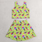 Baby Girls Clothes Colorful Leopard Ice Creams Vest Top Skirt Shorts Yoga Active Clothes Set GSD2520