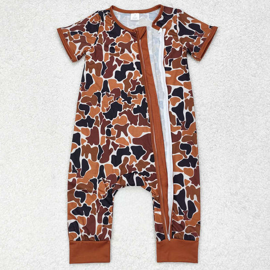 Baby Infant Boys Rompers Bright Camo Zip Bamboo Rompers SR1895