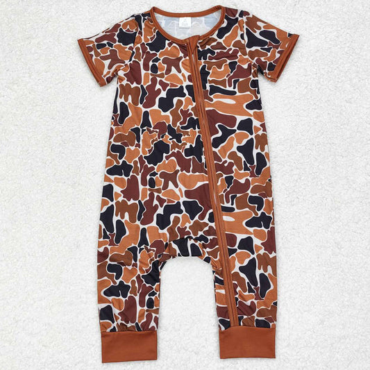 Baby Infant Boys Rompers Bright Camo Zip Bamboo Rompers SR1895