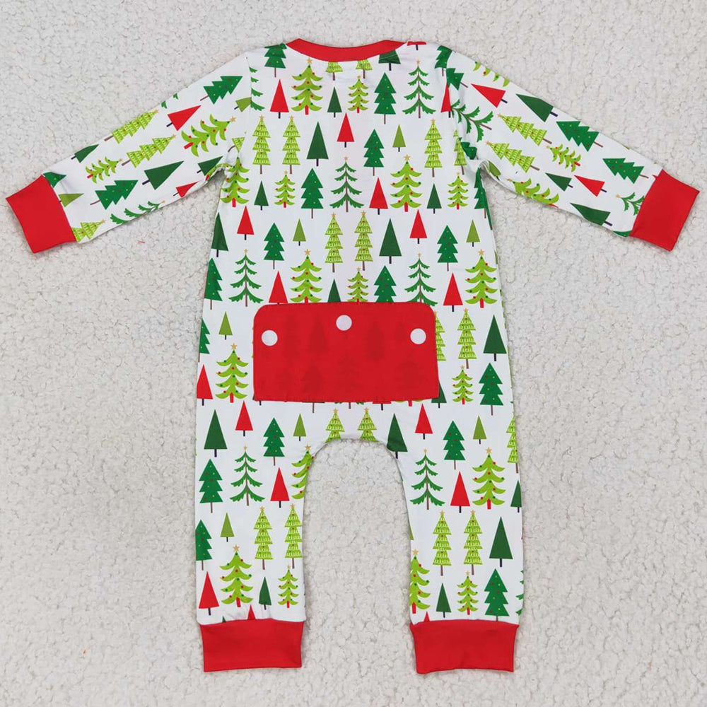 Christmas Tree Print Infant Baby Boys Romper Long Sleeve Jumpsuit LR0627