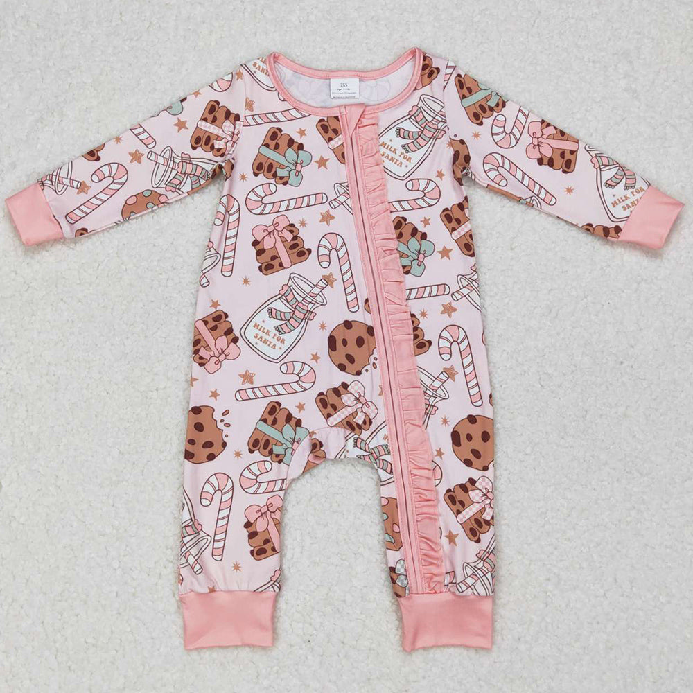 Christmas Baby Boys Romper Milk Cookie Print Cute Sibling Rompers LR0631