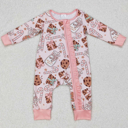 Christmas Baby Boys Romper Milk Cookie Print Cute Sibling Rompers LR0631