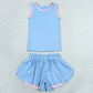 Baby Girls Clothes Blue Sleeveless Vests Top Butterfly Short Yoga Active Clothes Set GSSO3527