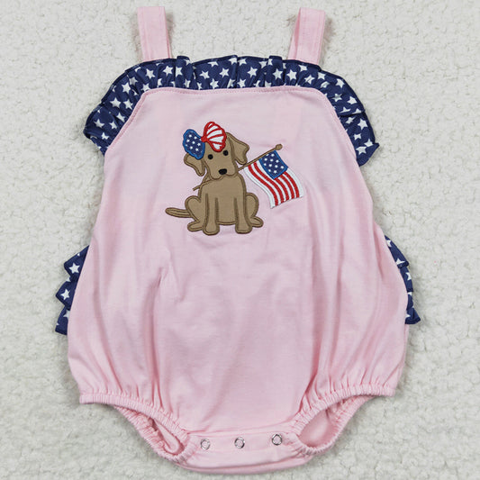 Infant Baby Rompers 4th of July Dog Embroidery Girls Rompers SR0331 SR0332