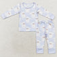 Baby Boys Pajamas Christmas Blue Santa Bamboo Pajamas Sibling Sets BLP0685 GLP1534