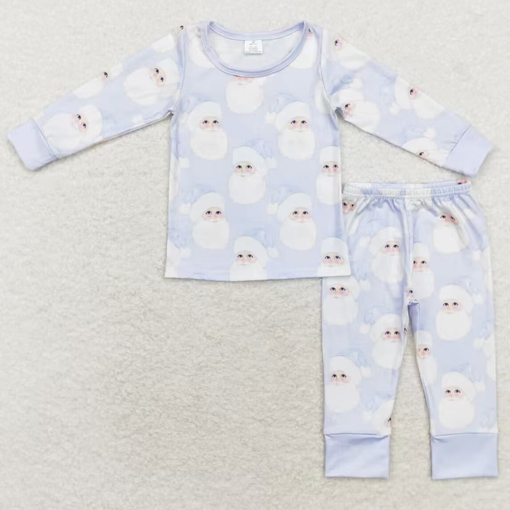 Baby Boys Pajamas Christmas Blue Santa Bamboo Pajamas Sibling Sets BLP0685 GLP1534