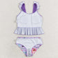 Baby Girls Swimsuits Purple Sleeveless Ruffle Top Bummies 2pcs Swimsuits S0389