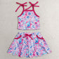 Baby Girls Clothes Strap Sea Plants Tops Pockets Scallop Skirt Short Yoga Active Clothes Set GSD3728