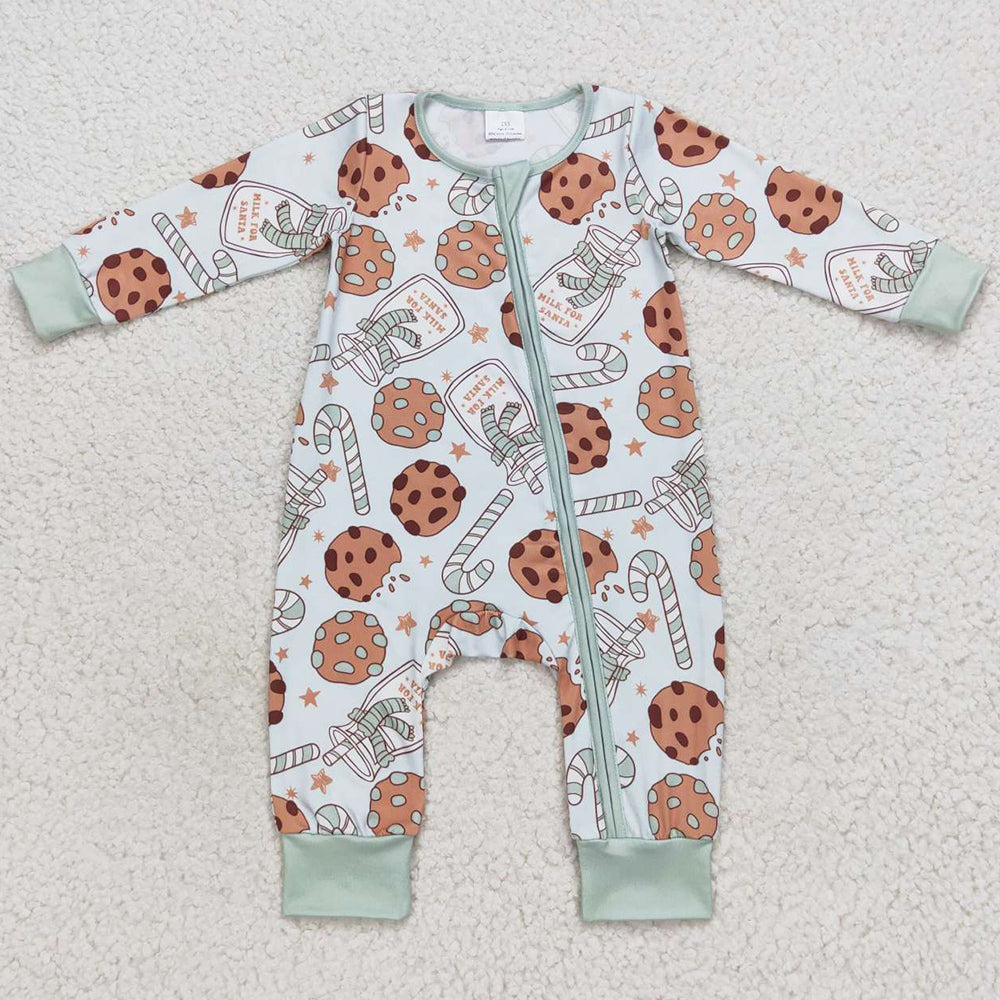 Christmas Baby Boys Romper Milk Cookie Print Cute Sibling Rompers LR0631