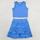 Baby Girls Clothes Hot Blue Vest Top Bows Skirt Shorts Yoga Active Clothes Set GSD3761