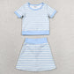 Baby Girls Clothes Light Blue Stripe Top Skirt Shorts Yoga Active Clothes Sets GSD4162