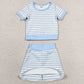 Baby Girls Clothes Light Blue Stripe Top Skirt Shorts Yoga Active Clothes Sets GSD4162