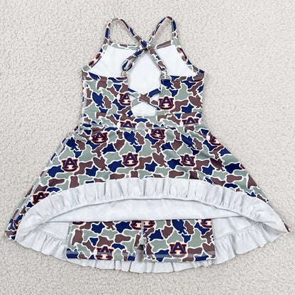 Baby Girls Dress Strap Camo AU Team Yoga Active Shorts Ruffle Knee Length Dresses GSD3588